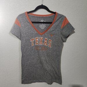 Texas Longhorns Womens V-Neck T-Shirt Gray & Orange Colosseum Athletics L